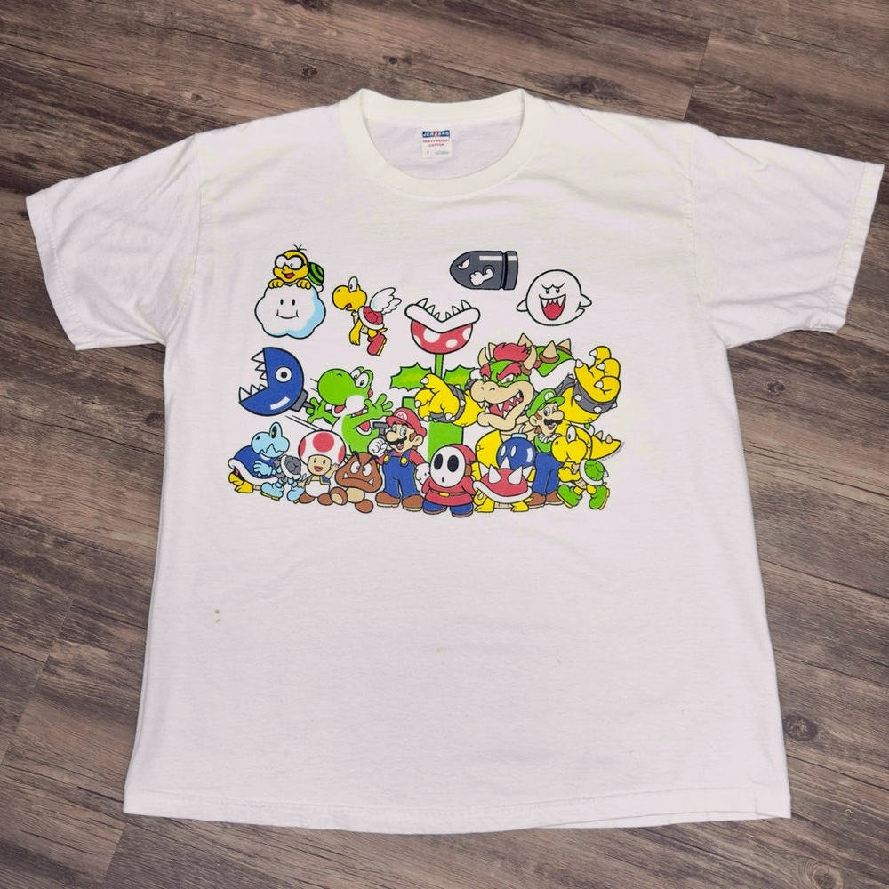 Super Mario Bros 2010 Shirt Men’s Size L Large White Nintendo Short Sleeve